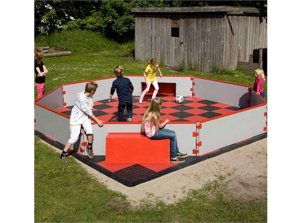 Pannabane småbanespill med gulv 5,5x5,5m Liten helårs ballbinge for skoler